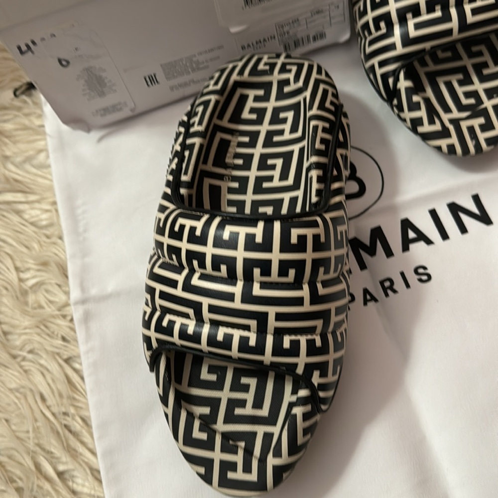 Balmain Black and White logo Slide Sandals-size 36 NEW - Picture 5 of 7